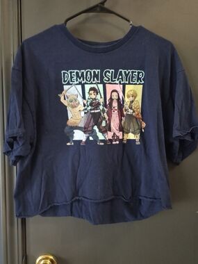 Demon Slayer Graphic Crop Tee - Navy